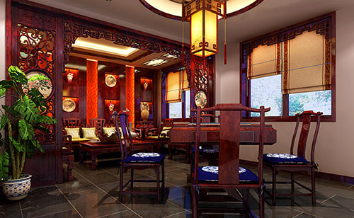 兰溪古典中式风格茶楼包间设计装修效果图